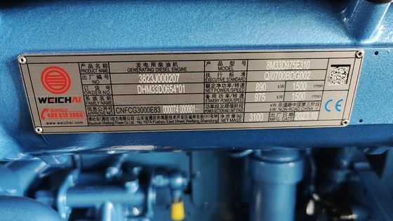 Weichai Baudouin diesel generator set open/silent/canopy/container type prime rating 800KW/1000KVA 50Hz 400V 3 phase
